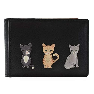 Image of Mala Leather Best Friends Sitting Cats ID/Travel Card Holder RFID 656 65 (Black)