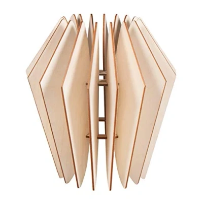 Image of Rayher 62900505 Lampshade Construction Kit with Interlocking Parts, Scandi Design Wood Building Set, 20 Slot Together Pieces, Natural, 22x22x23.5cm