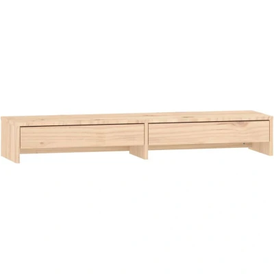 Image of vidaXL Monitor Stand 100x27x15 cm Solid Wood Pine
