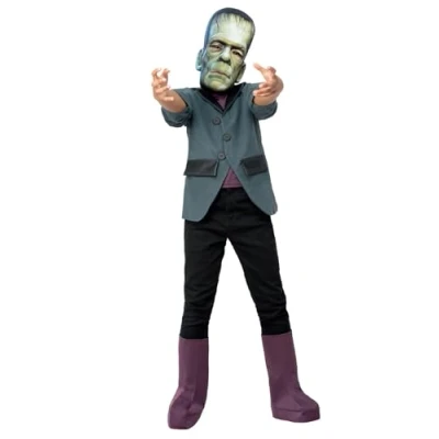 Image of Smiffys Universal Monsters Frankenstein Costume, Childrens Jacket, Boot Covers &amp; EVA Mask, Official License Outfit with Elastic Strap Mask Covers, Perfect for Halloween and Themed Parties