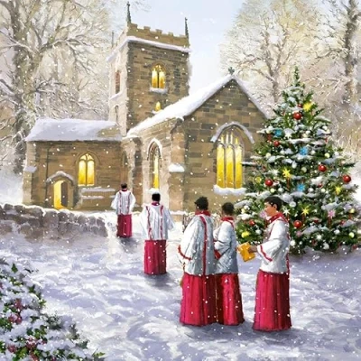 Image of Paper Themes 10 pack of Luxury Christmas Cards with Envelopes (Church Choir)