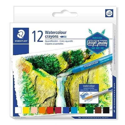Image of STAEDTLER 223 C12 Design Journey Watercolour Crayons Assorted Colours (Pack of 12)