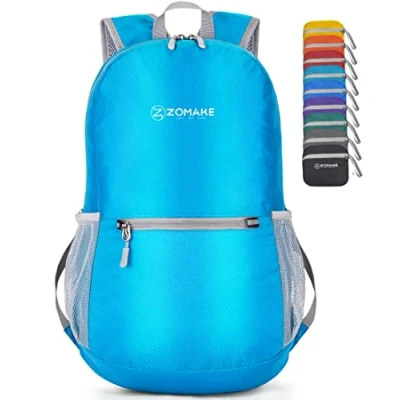 Image of ZOMAKE Ultra Lightweight Foldable Backpack Packable Rucksack 20L Small Backpcks Walking Rucksacks Water Resistant Travel Daypack For Men Women Outdoor Hiking (Navy Blue)