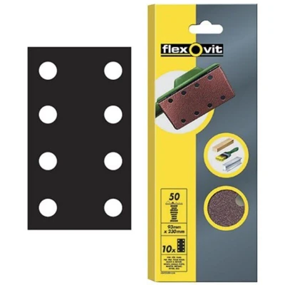 Image of Flexovit 1/3 Sanding Sheets Perforated Coarse 50 Grit (Pack 10) FLV26330