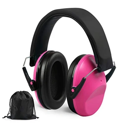 Image of LEADSTAR Ear Defenders for Kids, Children with Carrying Bag, NRR 25dB/SNR 29dB Noise Reduction Protectors Baby, Adjustable Hearing Protection Earmuffs Sleeping Airplane, Rose