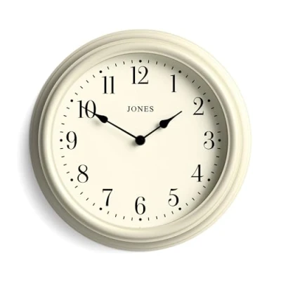 Image of Jones Clocks® Venetian Wall Clock Round Classic Traditional Design Decorative Case (Pale Cream/Arabic Numerals)