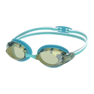 Image of Speedo Women&#039;s Vanquisher 3.0 Mirrored Swimming Goggles, Bachelor Button/Celeste/Gold Mirror, One Size