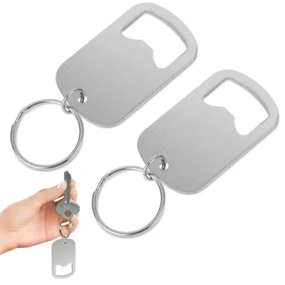 Image of FUZVOL 2 Pcs Bottle Opener Key Ring Stainless Steel Beer Small Bartender with Keychain for Bar, Home, Restaurant, Father&#039;s Day Gift