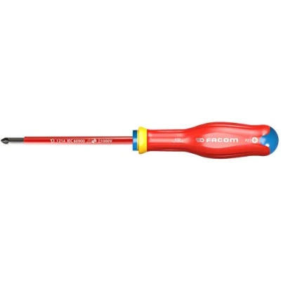 Image of FACOM ATD0X75VE PROTWIST Screwdriver INOX Insulated 1000 Volts for POZIDRIV Phillips Screws sheathed Round Blade