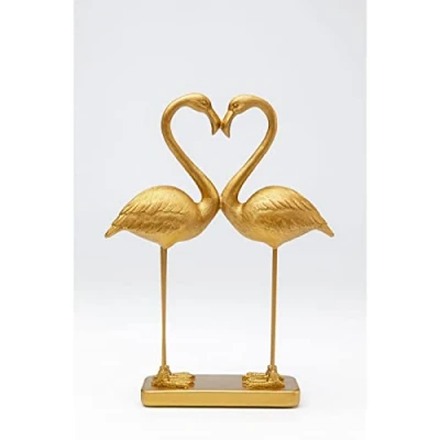 Image of Kare Decorative Figurine Flamingo Love Gold Accessory Handmade Item Height 39 cm