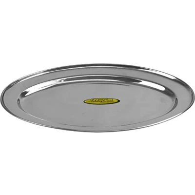 Image of Oval Stainless Steel Serving Tray Platter Plate 30cm