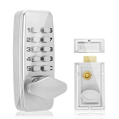 Image of Mechanical Keyless Entry Door Lock Deadbolt Keypad, 2 4 Digital Code Keypad Knob with Handle, Indoor Outdoor Password Security Lock, Combination