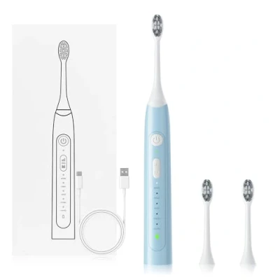 Image of Sonic Electric Toothbrush for Adults and Kids,Rechargeable Power with 2 Brush Heads,5 Cleaning Modes 3 types of power,5 Hours Fast Charge 55 Days(Blue)