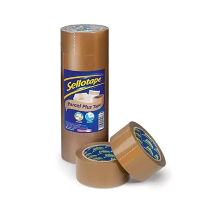 Image of Sellotape Brown Parcel Plus Tape, Waterproof &amp; Extra Strong Packaging 50mm x 66m, Pack of 6