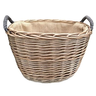 Image of Medium Oval Hessian Lined Log Basket