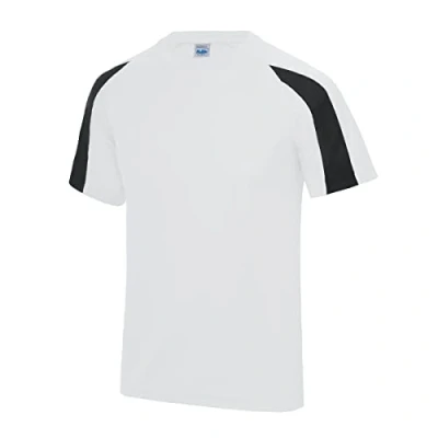 Image of AWDis Kids Contrast Cool T Shirt, Arctic White/Jet Black, 12 13 Years
