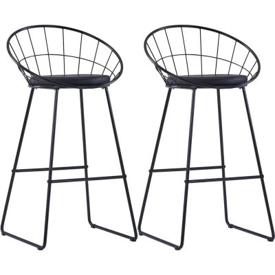 Image of vidaXL Bar Stools 2 pcs Black Faux Leather
