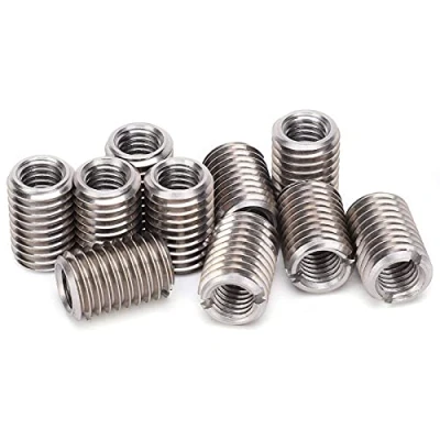Image of Thread Inserts, 10 Pcs Reducer M12 to M8, Self Tapping Threaded Insert, Inner M8*1.25 Outer M12*1.75 Length 18MM Male Female Reducing Nut, Stainless Steel Hardware Repair Tool