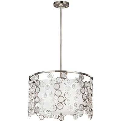 Image of Lexi 3 Light Round Ceiling Pendant Polished Nickel, E27