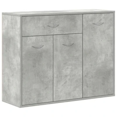 Image of vidaXL Sideboard, Concrete Grey Modern, Durable Engineered Wood, Versatile Use, Ample Storage with Large Drawer and 3 Doors, 88x30x70 cm