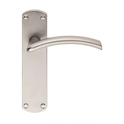 Image of Serozzetta Caldew Door Handles on Backplate Latch Satin Chrome