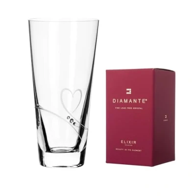 Image of DIAMANTE Swarovski Conical Hand Cut Crystal Vase ‘Romance’ with Crystals 20cm