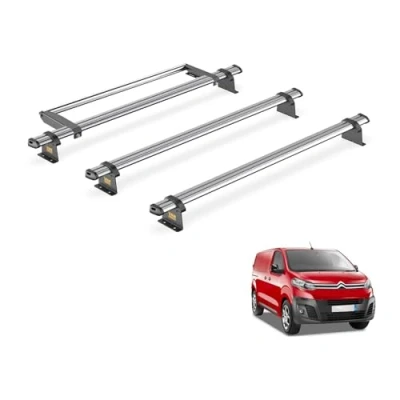 Image of Van Guard Trade Roof Rack for Peugeot Expert (2016+) 3 Steel Bars &amp; Rear Ladder Roller [Only Suitable &#039;Standard&#039; Wheelbase Models with Twin Doors] UltiBar SB333 3/VGR 09
