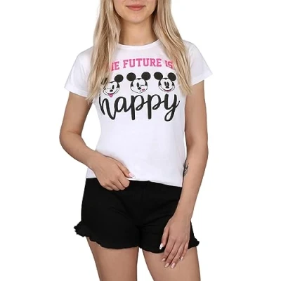 Image of Mickey Mouse Disney White Black Short Sleeve Girls&#039; Pyjama, Summer Pyjama 11 Years