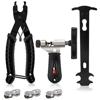 Image of WOTOW Bicycle Chain Repair Tool Kit, Cycling Bike Master Link Pliers Remover &amp; Breaker Splitter Cutter Wear Indicator Checker Reusable Missing Connector for 6/7/8/9/10 Speed