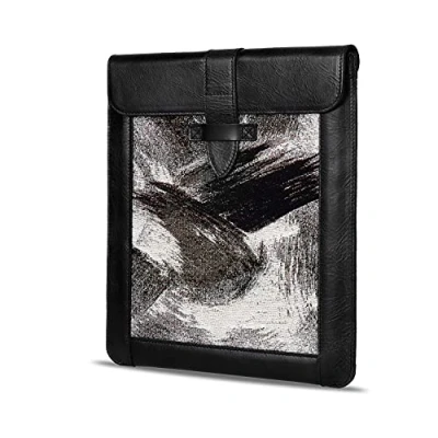 Image of Londo iPad Pro 12.9 Case 2020 Genuine Top Grain Leather with Woven Garment Design for 2018 3rd &amp; 4th Generation Compatible all 12 Inch Tablets Black