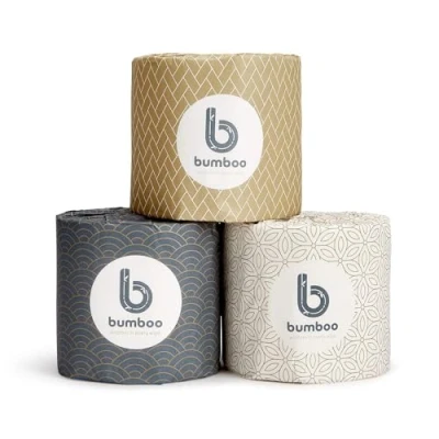 Image of Bumboo Bamboo Toilet Roll 48 Pack Wrapped Paper 3 ply, 300 Sheets Eco Friendly Bulk Plastic Free, Soft, Strong, Sustainable &amp; Biodegradable Loo