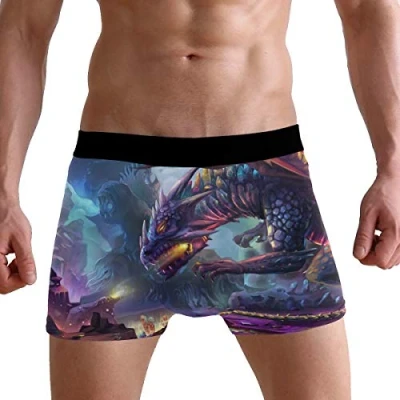 Image of PUXUQU Mens Boxers Shorts Dragon Planet Boxer Briefs Underwear for Men Boy