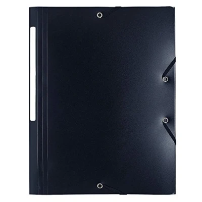 Image of Exacompta Ref 55801E Opaque PP Elasticated 3 Flap Folders Suitable for A4 Documents, 0.5mm Polypropylene, Spine Label, Confidentiality Black