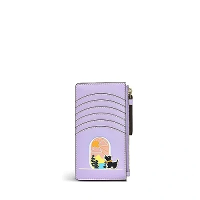 Image of Radley London Room with A View Medium Ziptop Coin Purse for Women in Lavender Smooth Leather, Zipped Pocket &amp; 6 Exterior Card Slots