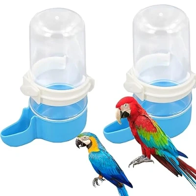 Image of Automatic Bird Waterer Feeder,Bird Water Dispenser for Cage,2PCS No Mess Feeder Parakeet Cockatiel Cage Accessories(2 pack)