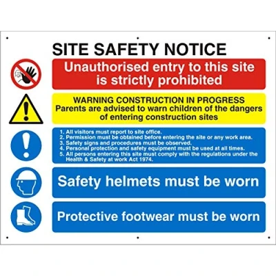 Image of Seco Site Safety Notice Sign, 800mm x 600mm 4mm Fluted Board