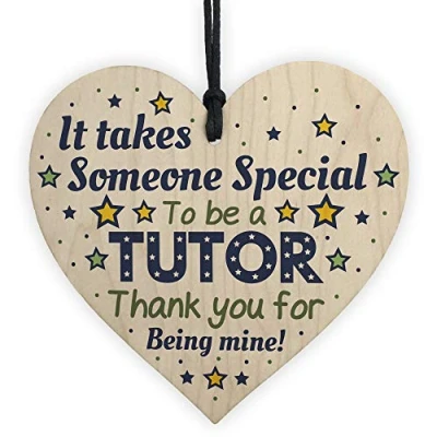 Image of RED OCEAN Special Tutor Mentor Teacher Gifts Thank You Wooden Heart Plaque Leaving School Nursery