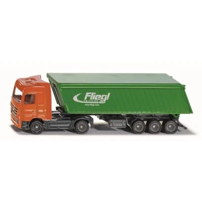 Image of siku 1796, Lorry with Tipper and Semi Trailer, 1:87, Metal/Plastic, Green/Orange, Removable tarpaulin