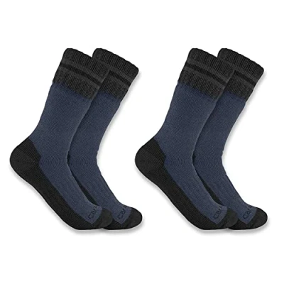 Image of Carhartt Men&#039;s Heavyweight Synthetic Wool Blend Boot Sock 2 Pairs, Denim, XL