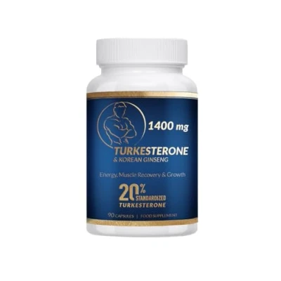Image of Turkesterone Supplement 1400mg, Ajuga turkestanica Extract, Energy, High Strength, Standardized to 20% + Ginseng Muscle Growth and Strength 90 Cap.