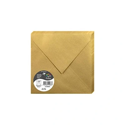 Image of Clairefontaine Ref 50083C Pollen Iridescent Envelopes (Pack of 25) 165 x 165mm in Size, 120gsm Paper, Suitable for Use with Inkjet or Laser Printers Gold