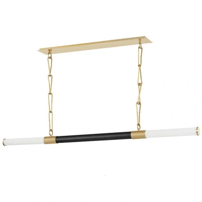 Image of Huntington Led Island Light Aged Brass, Extruded Jade