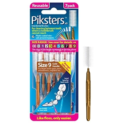 Image of PIKSTERS INTERDENTAL Brushes Gold/Brown Size 9 7 in Pack X1
