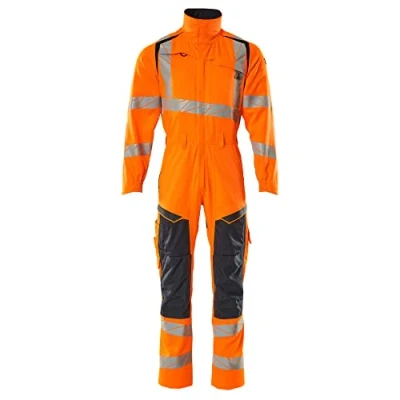 Image of Mascot Accelerate Safe Boilersuit with Kneepad Pocketshi Vis Orange/Dark Navy (XL)