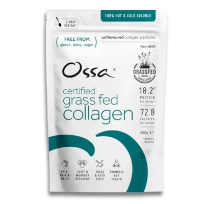 Image of Ossa Certified Grassfed Collagen Peptides Powder Supplement for Joint, Gut, Hair, Skin &amp; NailsIdeal Women MenHydrolysed Bovine Protein Keto Paleo DietSugar Dairy Free 400g