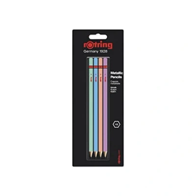 Image of rOtring HB Blister Pencils Metallic Blue/Metallic Green/Metallic Orange/Metallic Pink Pack of 4