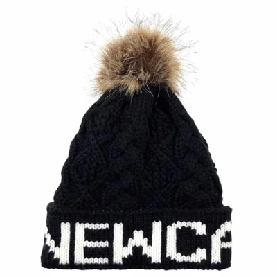 Image of GIFTS 4 ALL New Ladies Newcastle Winter Ski Hat, Woolly Football Fans Pompom Bobble Hat Black