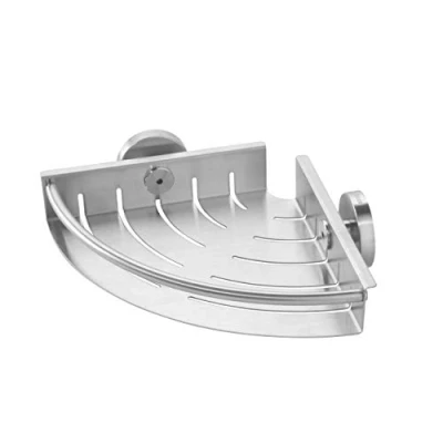 Image of Tiger Boston Corner Shower Basket, Stainless Steel Brushed, 19.5 x 5 cm