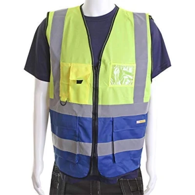 Image of Two Tone Executive Waistcoat Saturn Yellow / Royal 4XL