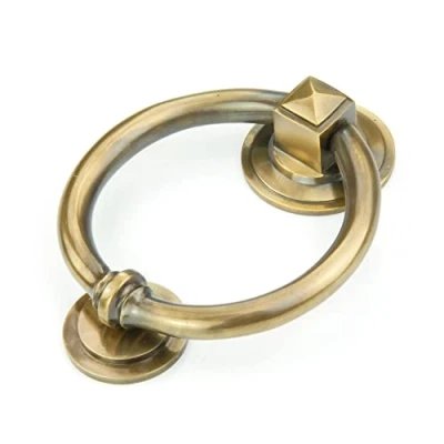 Image of Hampton Front Door Knocker Ring Solid Antique Brass
